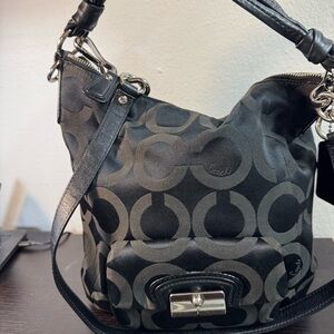 Vintage Coach Sateen Logo Black Kristin Purse 14753